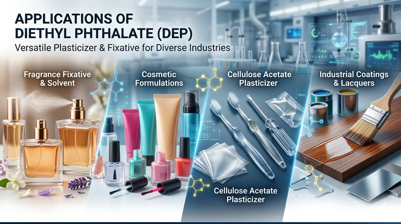 Diethyl Phthalate applications in fragrances, cosmetics, pharmaceuticals, and specialty polymers